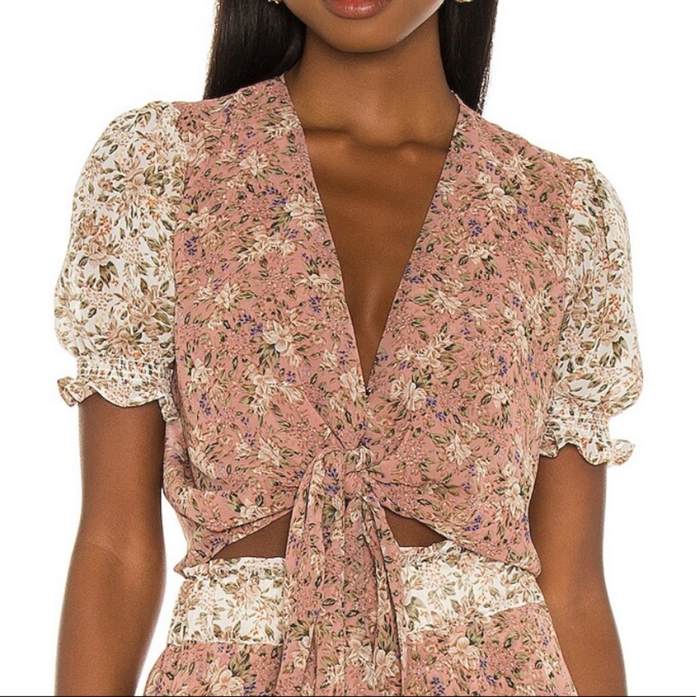 Show me Your Mumu NWT Kimmy Floral Tie Top Sz S